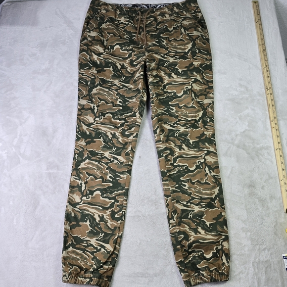 Sears Roebuck & Co Vintage Men’s Camo Jogger Pants Elastic Waist Band Sz Lg - Picture 1 of 9